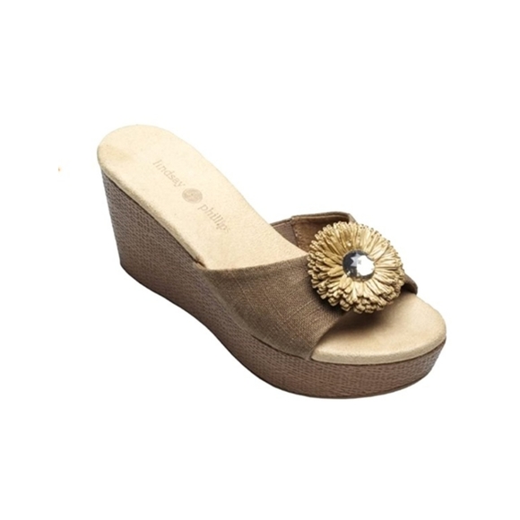 EUC LINDSAY PHILLIPS WMN SZ 10 DEVON WEDGE SANDAL - Picture 2 of 8